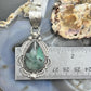 Sterling Silver Southwestern Style Teardrop Emerald Decorated Pendant For Women