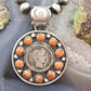 Genuine 1914 90% Silver Barber Head Dime Coin w/Orange Spiny Oyster Pendant
