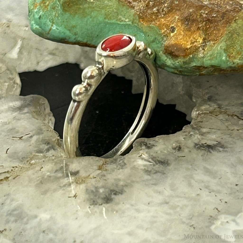 Carolyn Pollack Sterling Silver Oval Red Jasper Slim Ring For Women