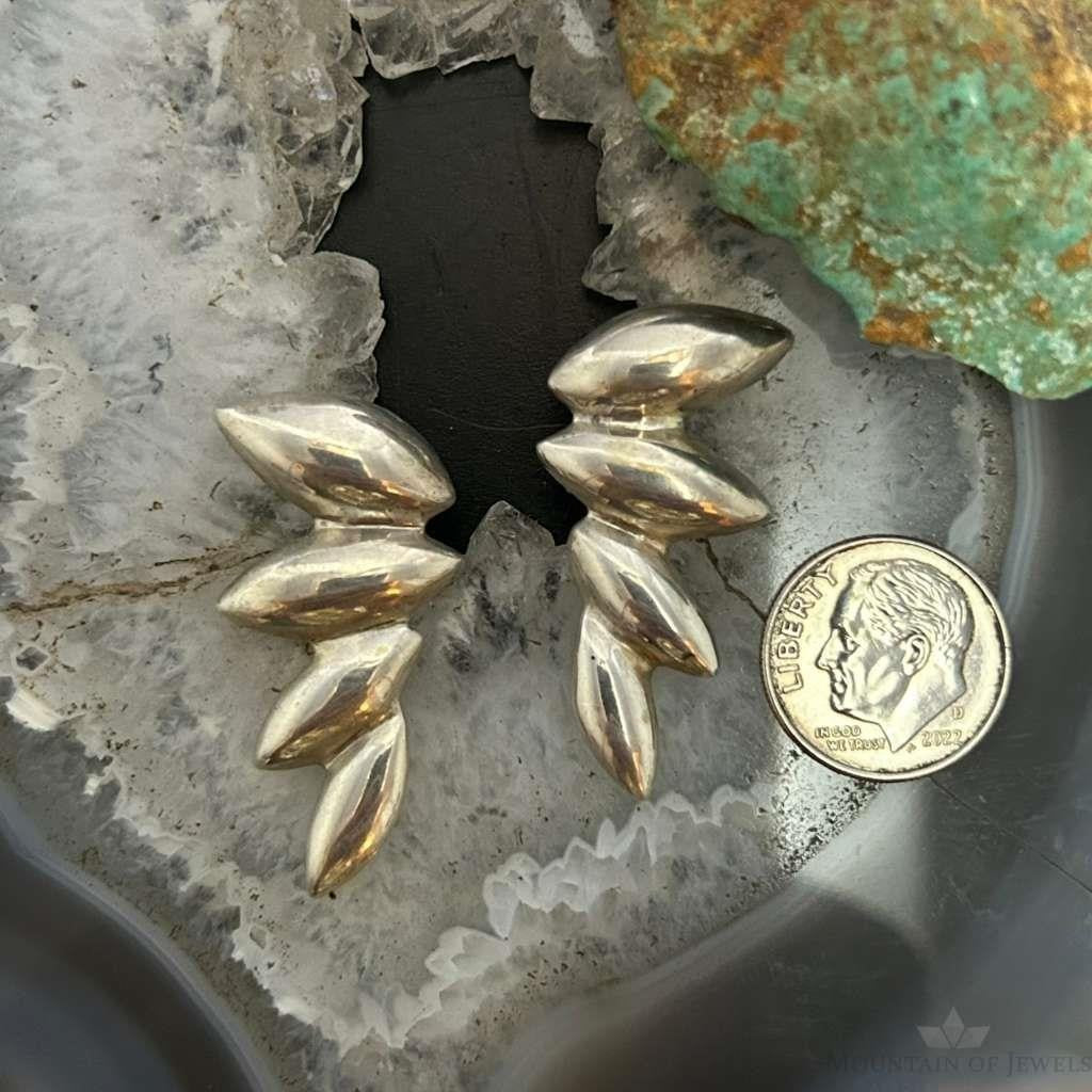 Vintage Sterling Silver Leaf style Fashion Post Earrings For Women