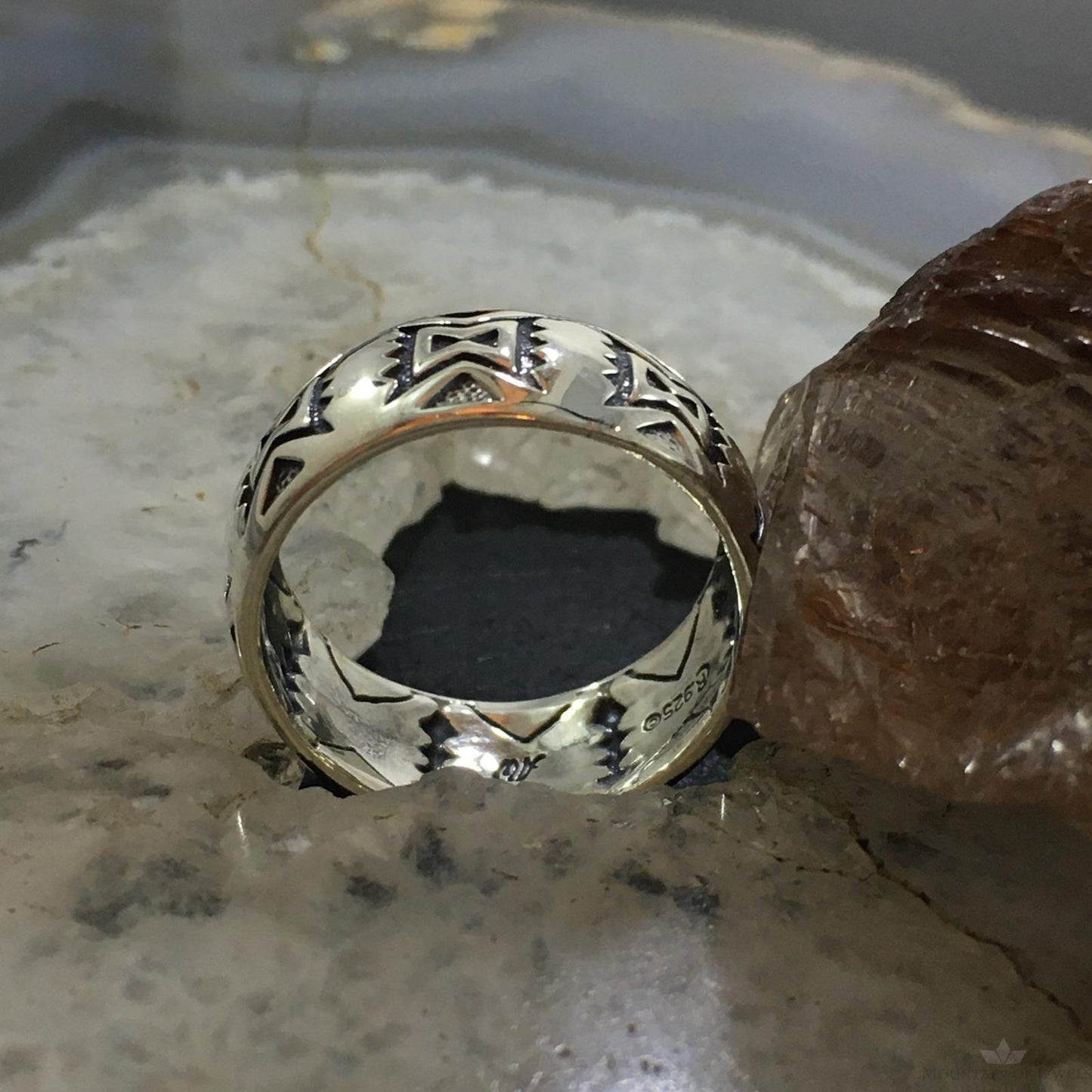 Carolyn Pollack Sterling Silver Southwestern Motif Stamped Unisex Band Ring