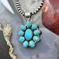 Sterling Silver Southwestern Style Mohave Turquoise Cluster Pendant For Women