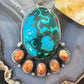 Sterling Silver Southwestern Style Malachite-Azurite & Spiny Pendant For Women