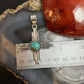 Sterling Silver Southwestern Style Round Mohave Turquoise Unisex Zia Pendant