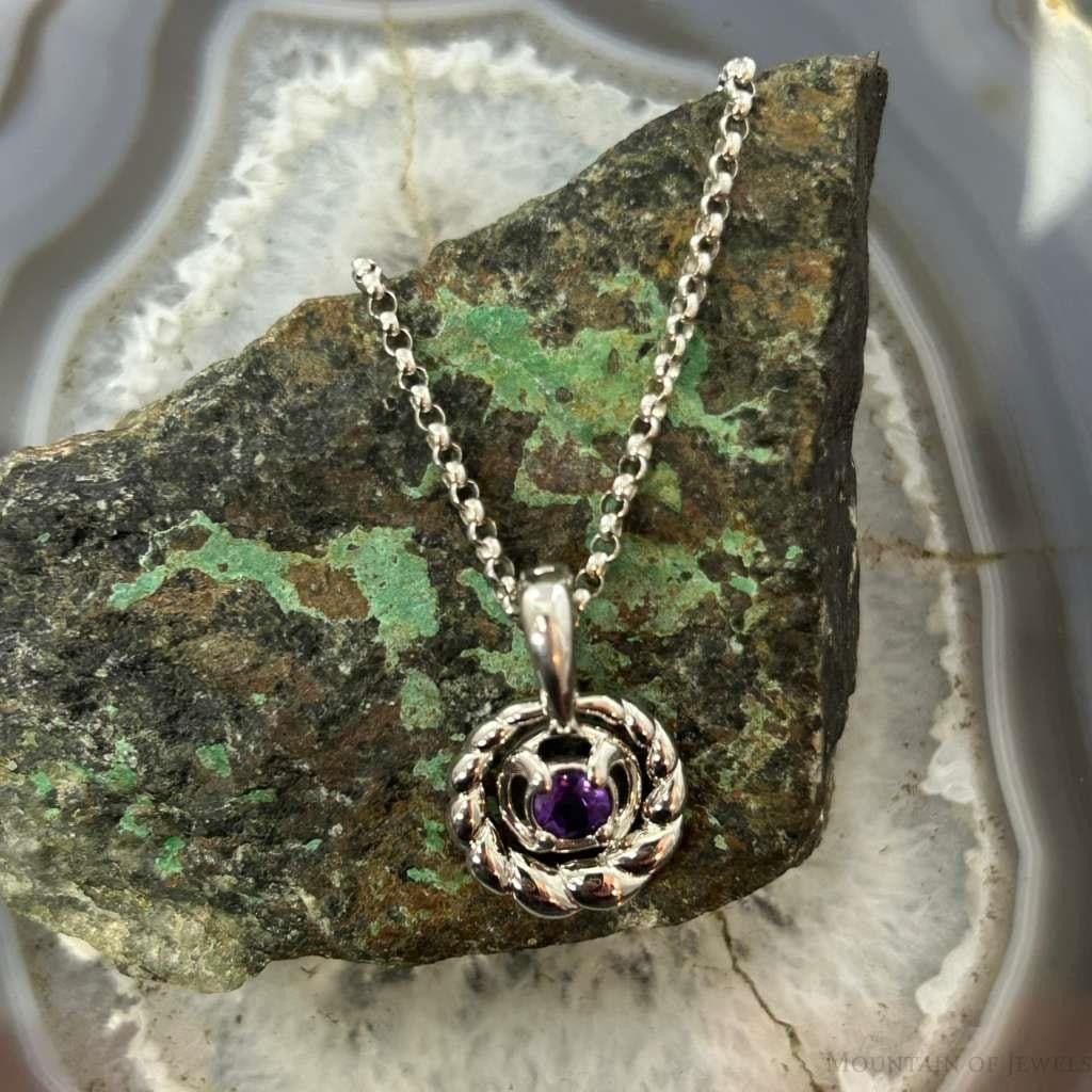 Carolyn Pollack Sterling Silver Rounded Faceted Amethyst 17"-19" Necklace For Women