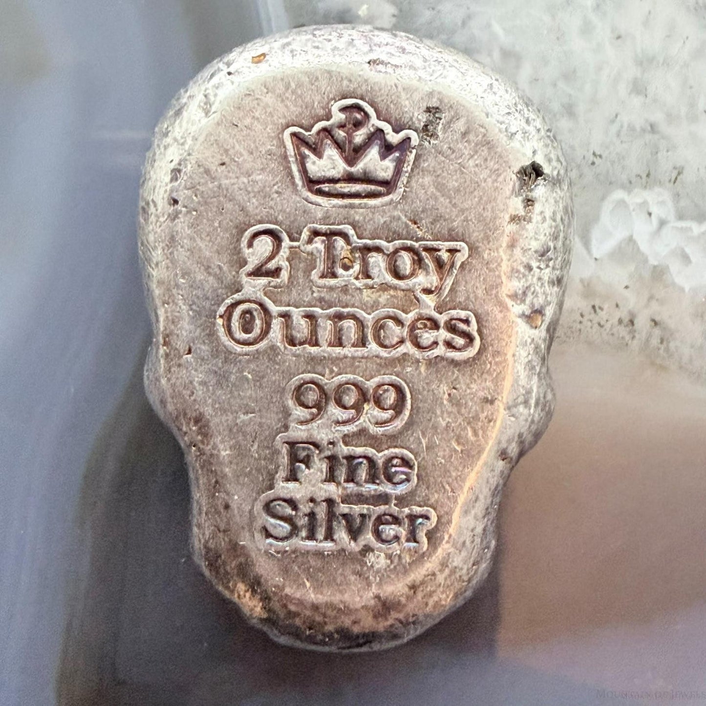 2 Troy Ounces of .999 Fine Silver Decorated Skull #PX.EO