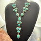 Sterling Silver Southwestern Style KingmanTurquoise Lariat Cluster 23" Necklace For Women