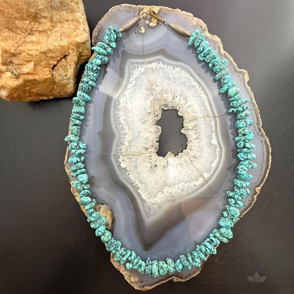 Vintage Native American Natural Nugget Turquoise Beads 18" Necklace For Women