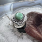 Sterling Silver Southwestern Style Oval Green Turquoise Adjustable Decorated Ring For Women