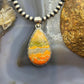Sterling Southwestern Style Wide Teardrop Bumblebee Jasper Decorated Pendant