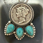 Genuine 1944 90% Silver Mercury Dime Coin Teardrop Mohave Turquoise Unisex Pendant