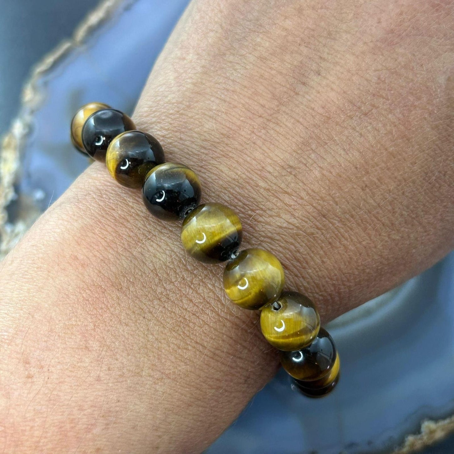 Carolyn Pollack Sterling Silver Tiger's Eye Beaded w/Horse Head Clasp Bracelet For Women
