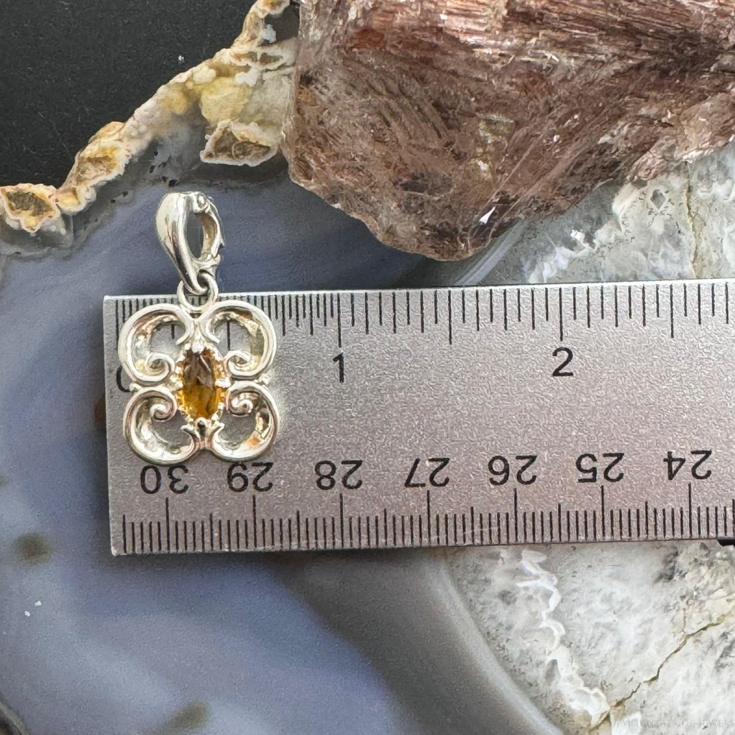 Carolyn Pollack Sterling Silver Faceted Marquise Citrine Enhancer Pendant For Women