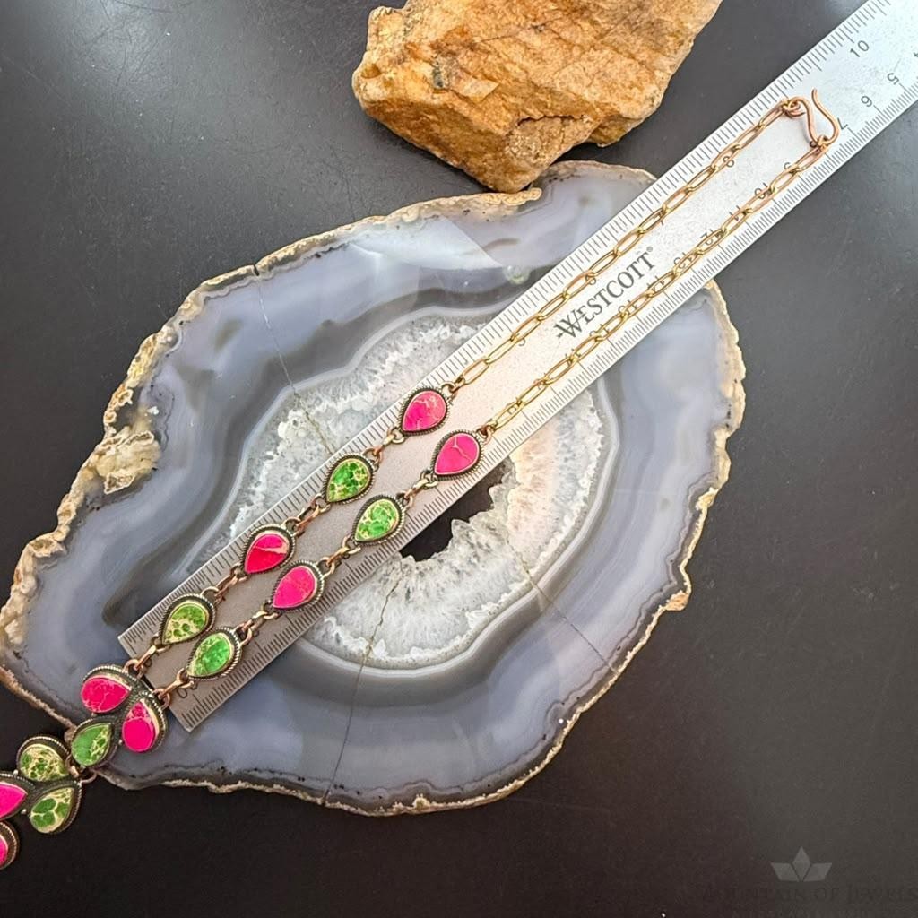Copper Southwestern Style Sediment Jasper Lariat 22" Necklace For Women
