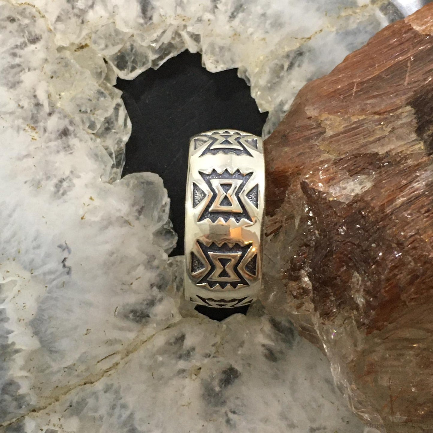 Carolyn Pollack Sterling Silver Southwestern Motif Stamped Unisex Band Ring