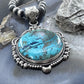 Sterling Silver Southwestern Style Large Round Chrysocolla Decorated Pendant For Women