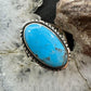 Native American Sterling Silver Oval Kingman Turquoise Ring Size 9.25 For Women