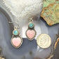 Sterling Silver Southwestern Style Pink Conch & Turquoise Dangle Earrings For Women