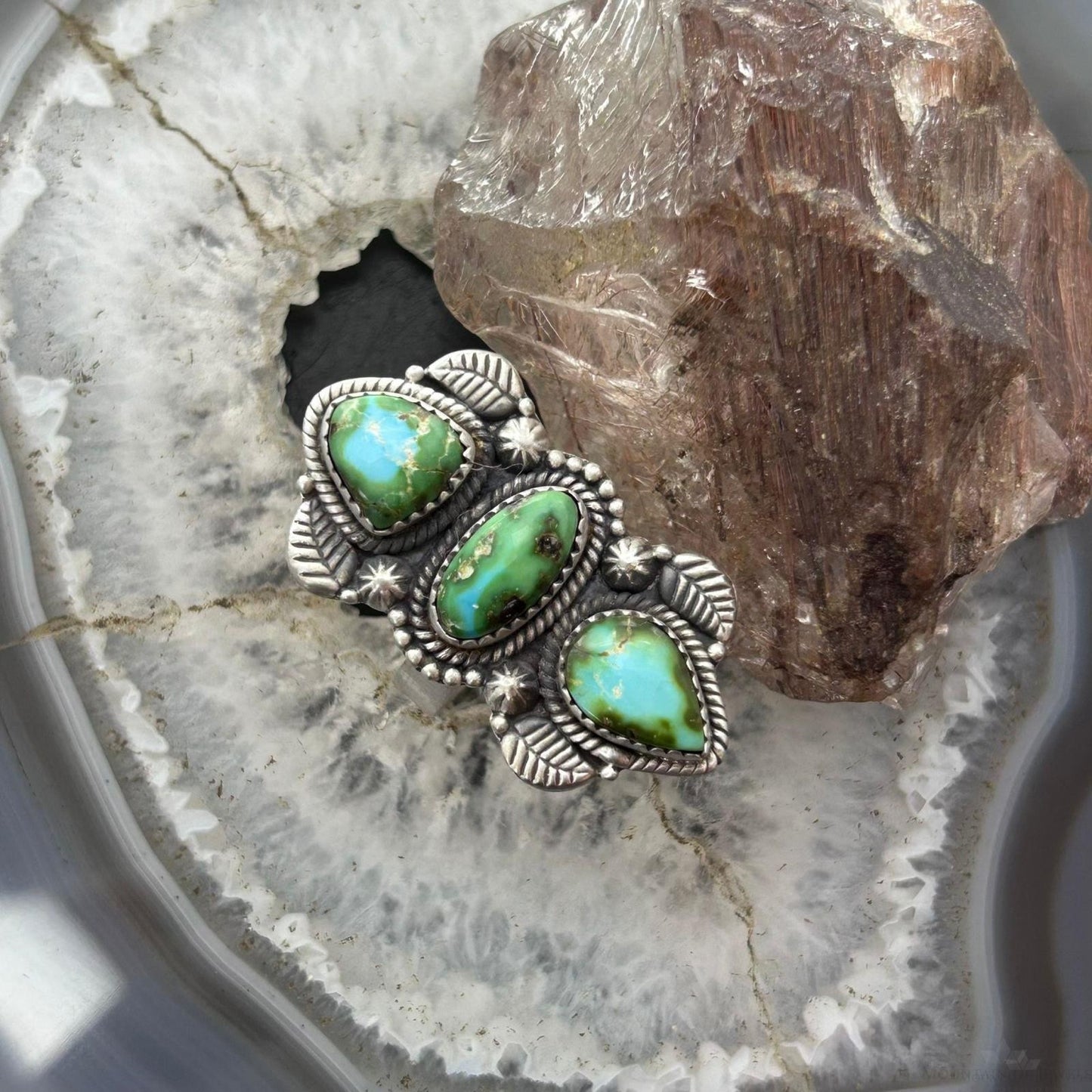 Sterling Silver Southwestern Style Sonora Gold Turquoise Adjustable Ring For Women #3