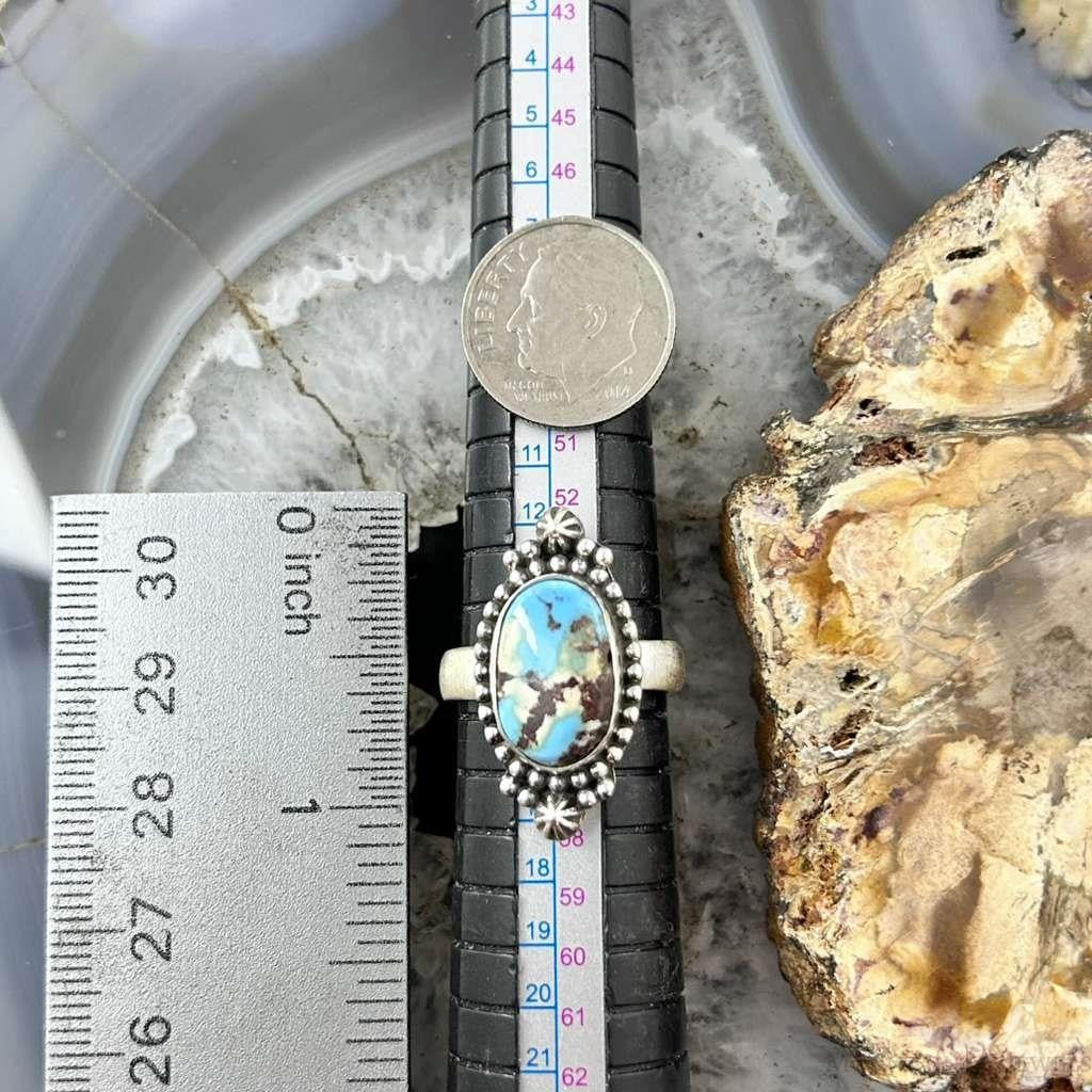Sterling Silver Southwestern Style Oval Golden Hill Turquoise Adjustable Ring For Women #15