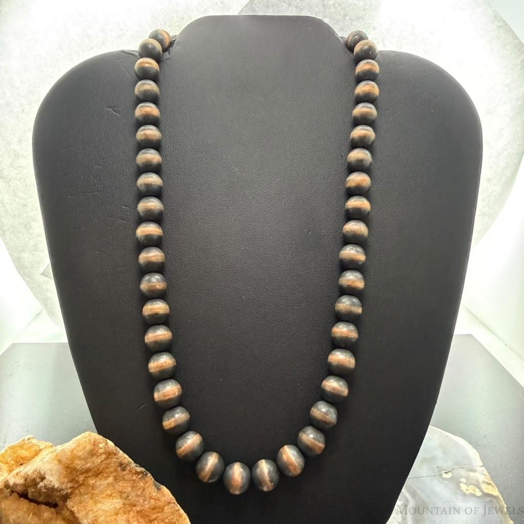 Copper 10 mm Navajo Pearl Beads Length 18"-22" Necklace For Women