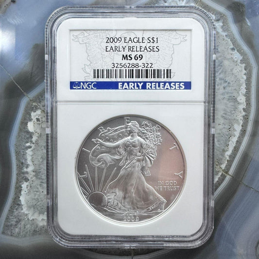 2009 US 1.0oz .999 Fine Silver American Silver Eagle NGC MS69 #3256288-322EX