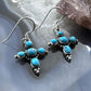 Sterling Silver Southwestern Style Turquoise Cross Dangle Earrings For Women