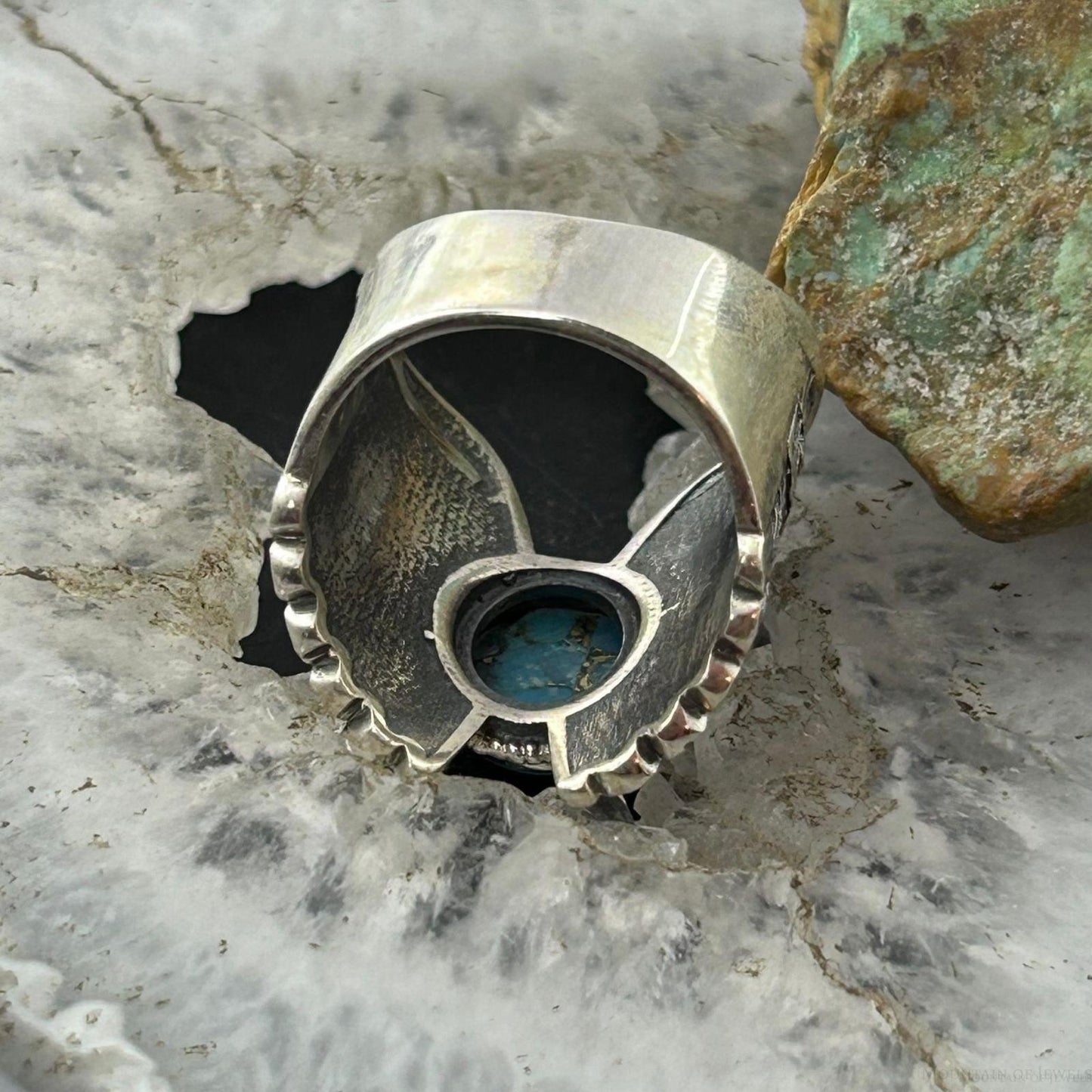 Sterling Silver Southwestern Style Copper Turquoise Wing Ring Size 7 For Women