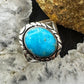 Native American Sterling Silver Oval Kingman Turquoise Ring Size 6 For Women