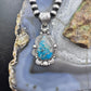 Sterling Silver Southwestern Style Teardrop Iranian Turquoise Decorated Pendant For Women