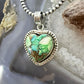Sterling Silver Southwestern Style Green Turquoise Dahlia Heart Pendant For Women