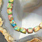 Sterling Silver 6mm Square Dahlia Composite Beads 7" Bracelet For Women