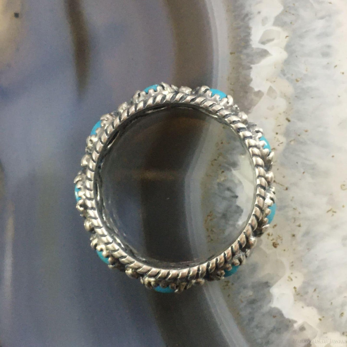 Carolyn Pollack Sterling Silver Turquoise Eternity Band Ring Size 5, 7 For Women