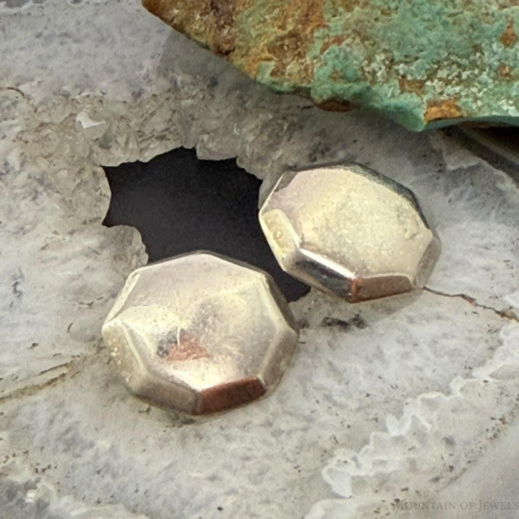Vintage Sterling Silver Octagon Fashion Stud Earrings For Women