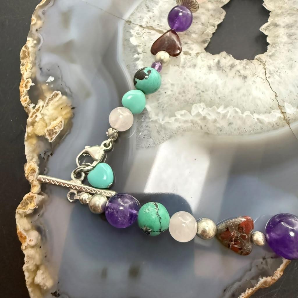 Carolyn Pollack Sterling Silver Multistone Beads 18" Necklace For Women
