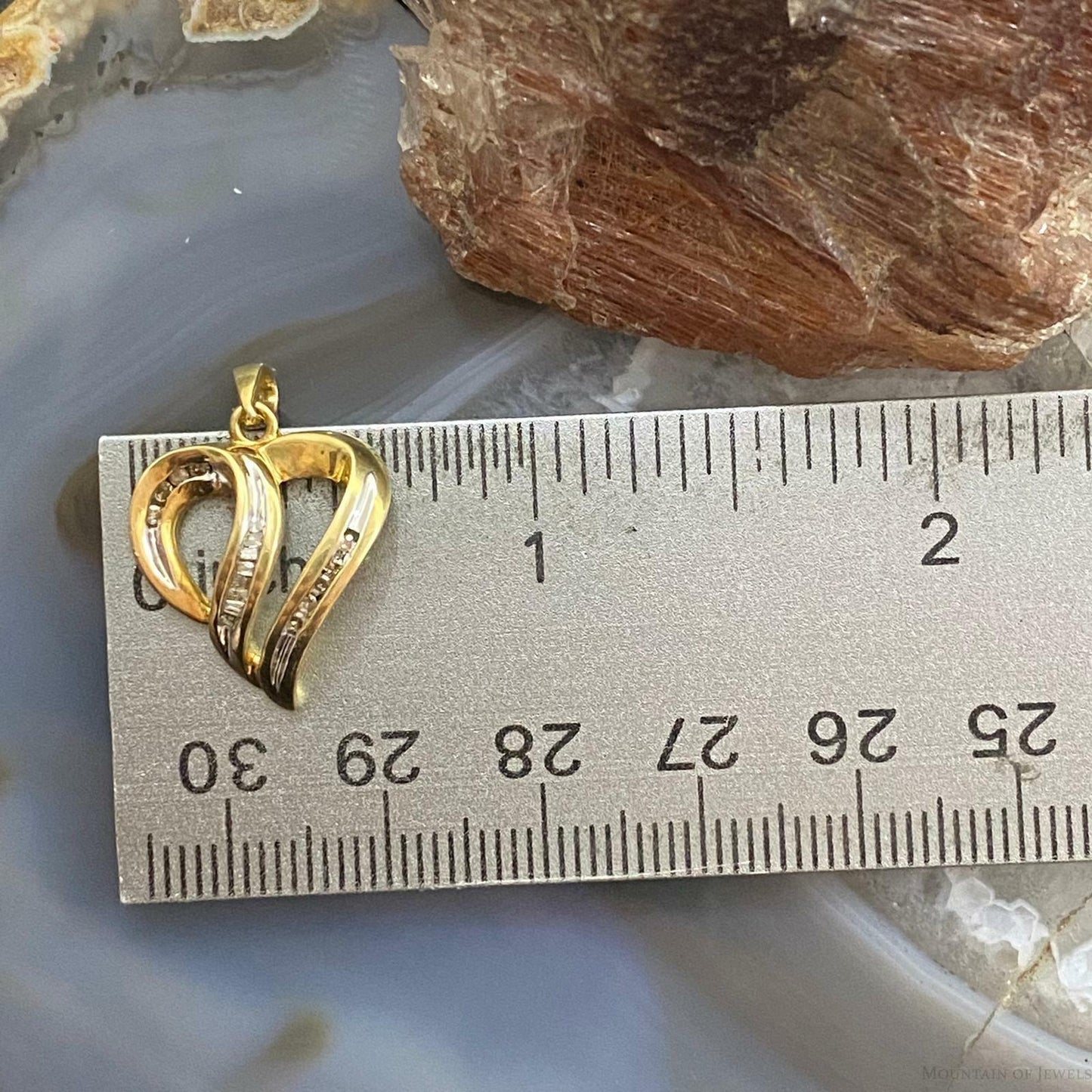 10K Yellow Gold Heart Shape With Diamonds Charm For Women
