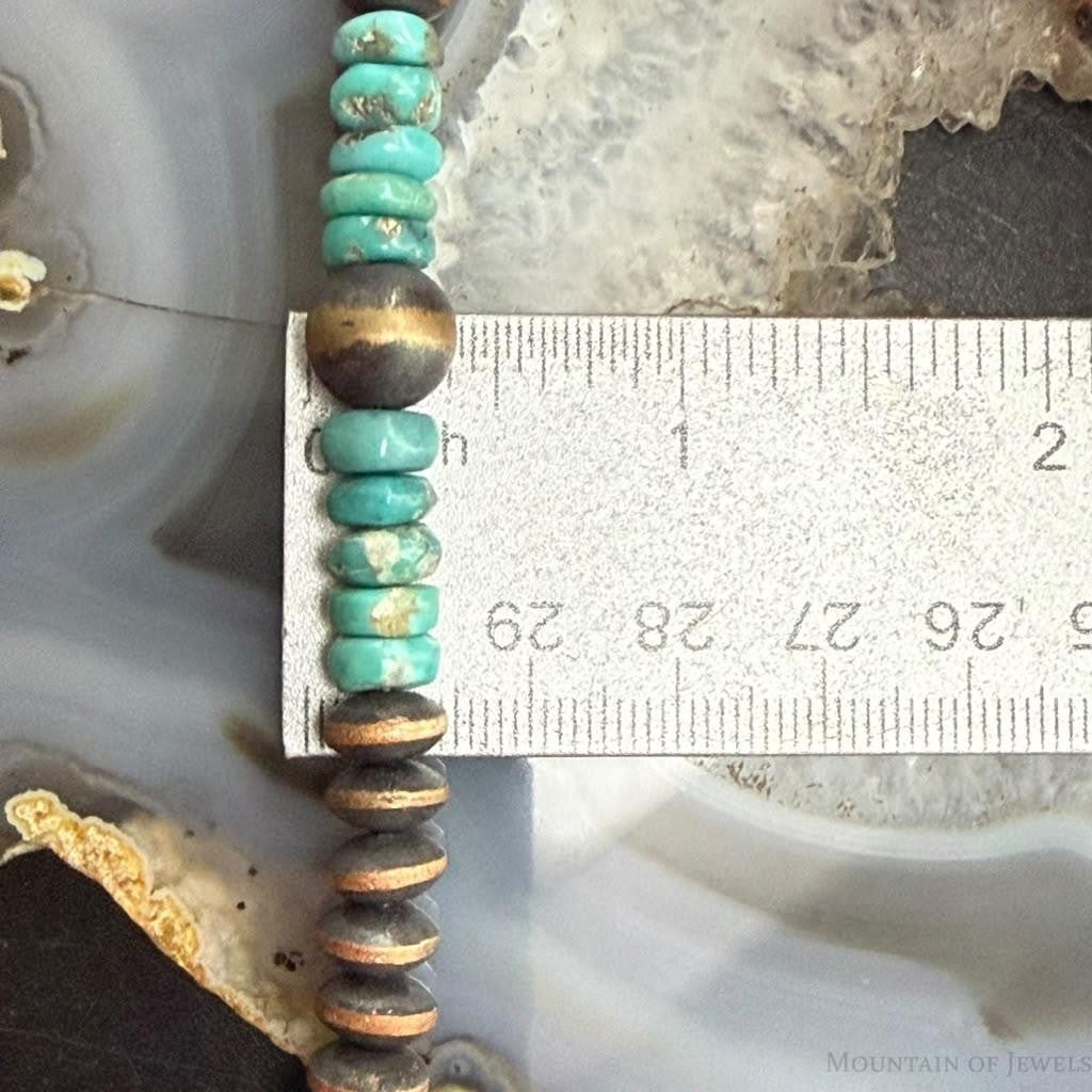 Southwestern Style 8-10mm Copper Navajo Pearl Round,Saucer & Turquoise Necklace For Women
