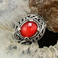 Carolyn Pollack Sterling Silver Oval Red Coral & Faceted Quartz Decorated Doublet Ring For Women