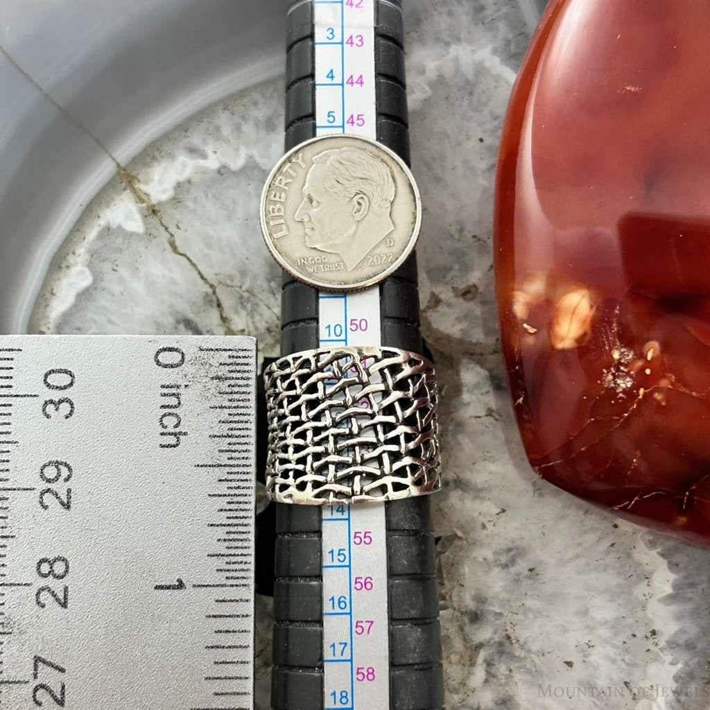 Sterling Silver Open Weave Tapered Fashion Band Ring For Women