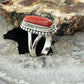 Sterling Silver Southwestern Style Coral Decorated Ring Size 5.75 For Women