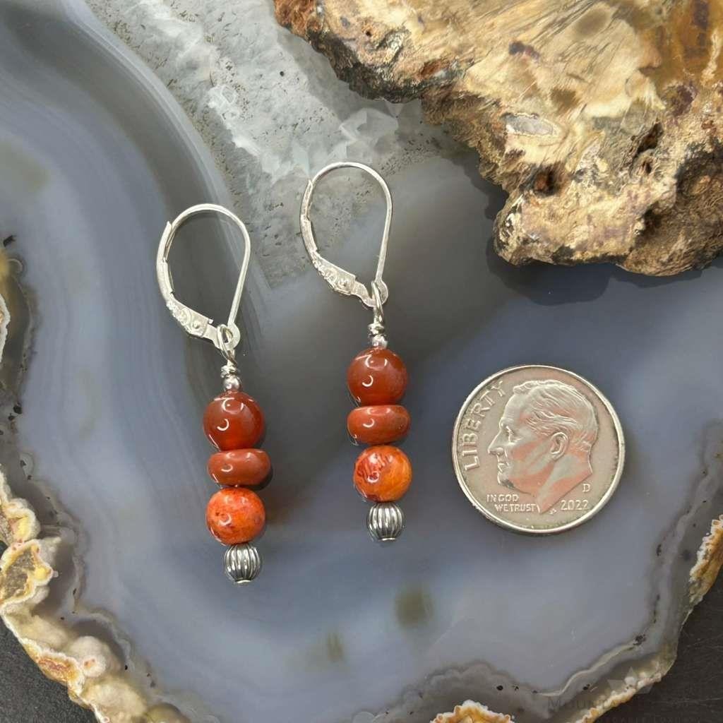Carolyn Pollack Sterling Silver Carnelian & Red Jasper Dangle Earrings For Women
