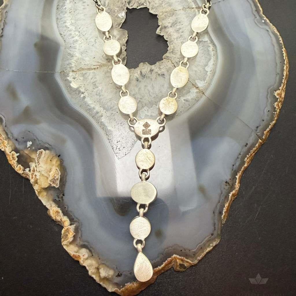 Sterling Silver Southwestern Style Turquoise & Spiny Oyster Lariat 24" Necklace For Women