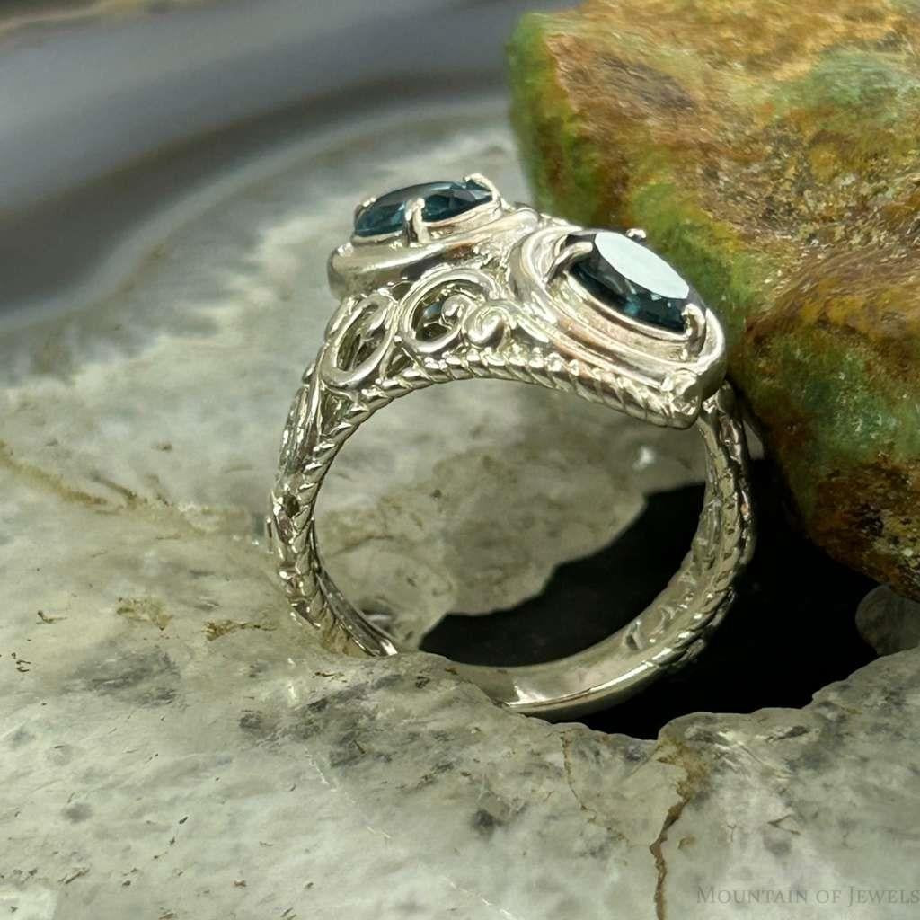 Carolyn Pollack Sterling Sterling Faceted London Blue Topaz Doublet Ring Size 8 For Women