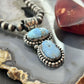 Native American Sterling Silver Double Oval Golden Hill Turquoise Pendant For Women