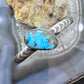 Native American Signed Sterling Silver Natural Turquoise Flexible Bracelet For Women