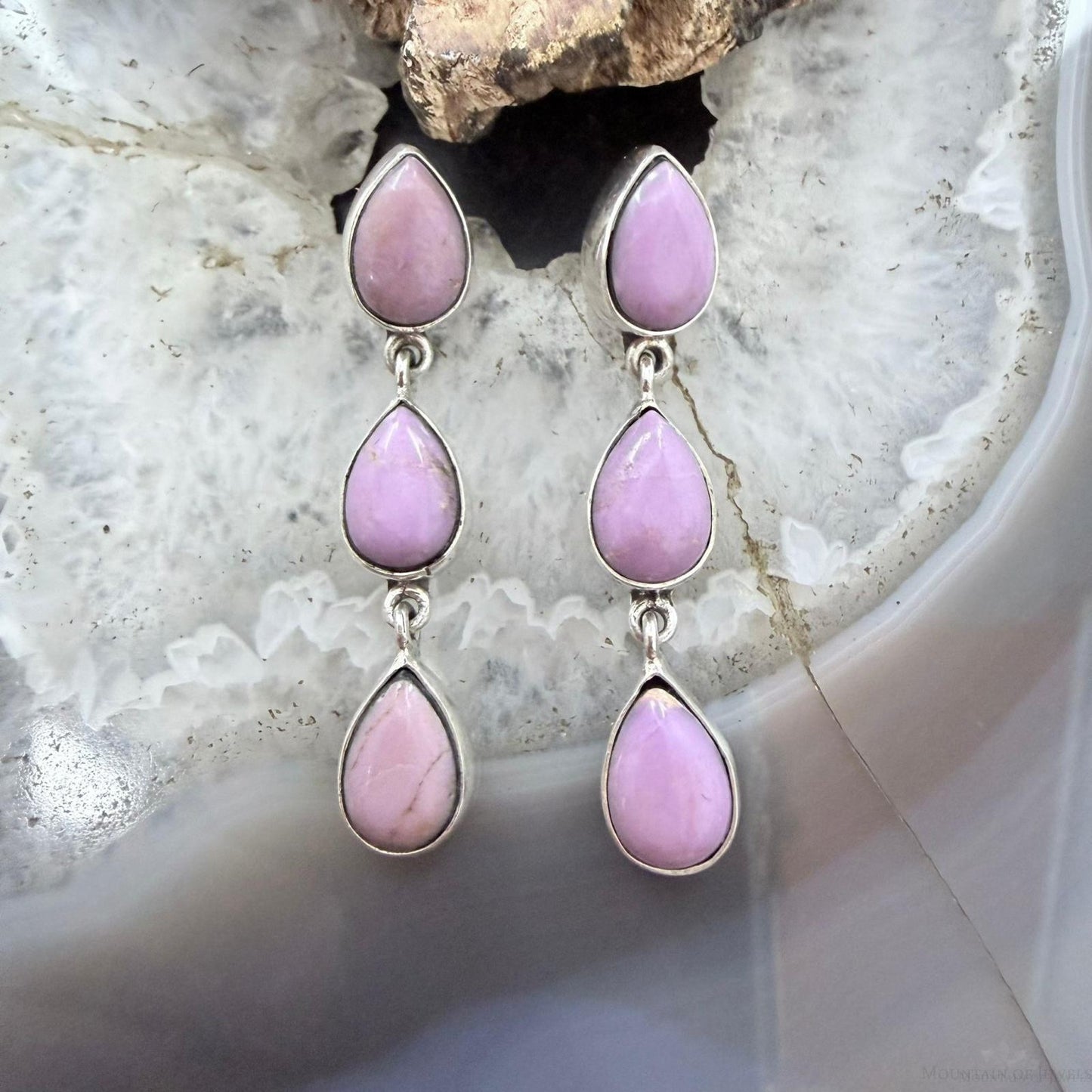 Sterling Silver Native American Teardrop Phosphosiderite Post Earrings For Women