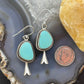 Sterling Silver Southwestern Style Turquoise Squash Blossom Dangle Earrings For Women #3