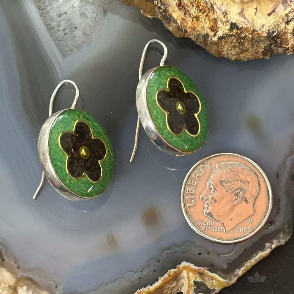 Carolyn Pollack Sterling Silver Turquoise&Amethyst Chip Inlay Dangle Earrings For Women