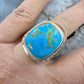 Native American Sterling Silver Square Kingman Turquoise Shield Ring Size 11.25 For Men