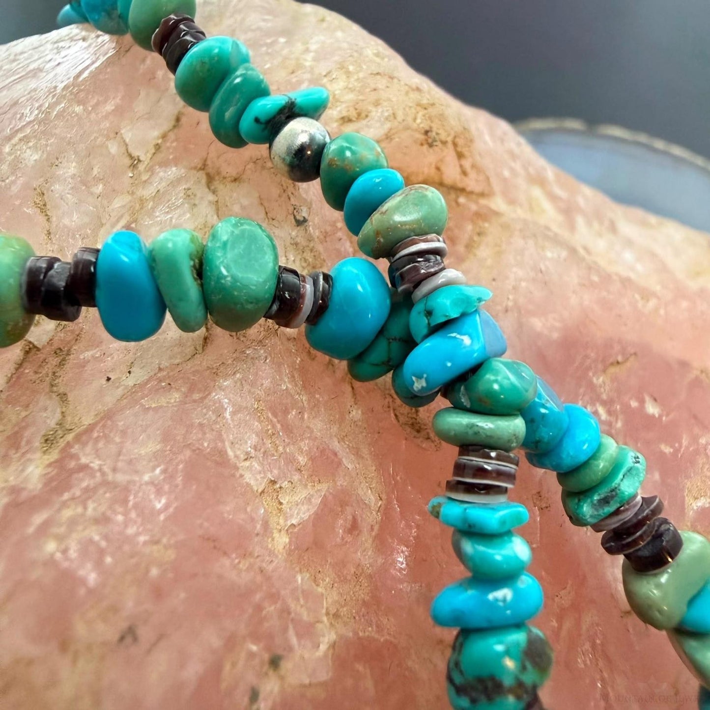 Carolyn Pollack Sterling Silver Natural Turquoise & Heishi Beads 32"-34" Necklace For Women